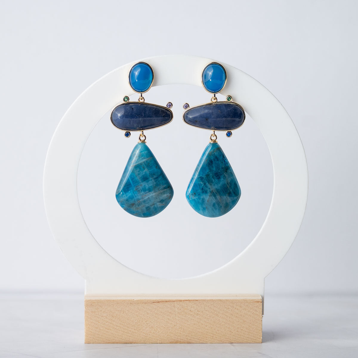 Charne Blue Apatite Semi Precious statement earrings