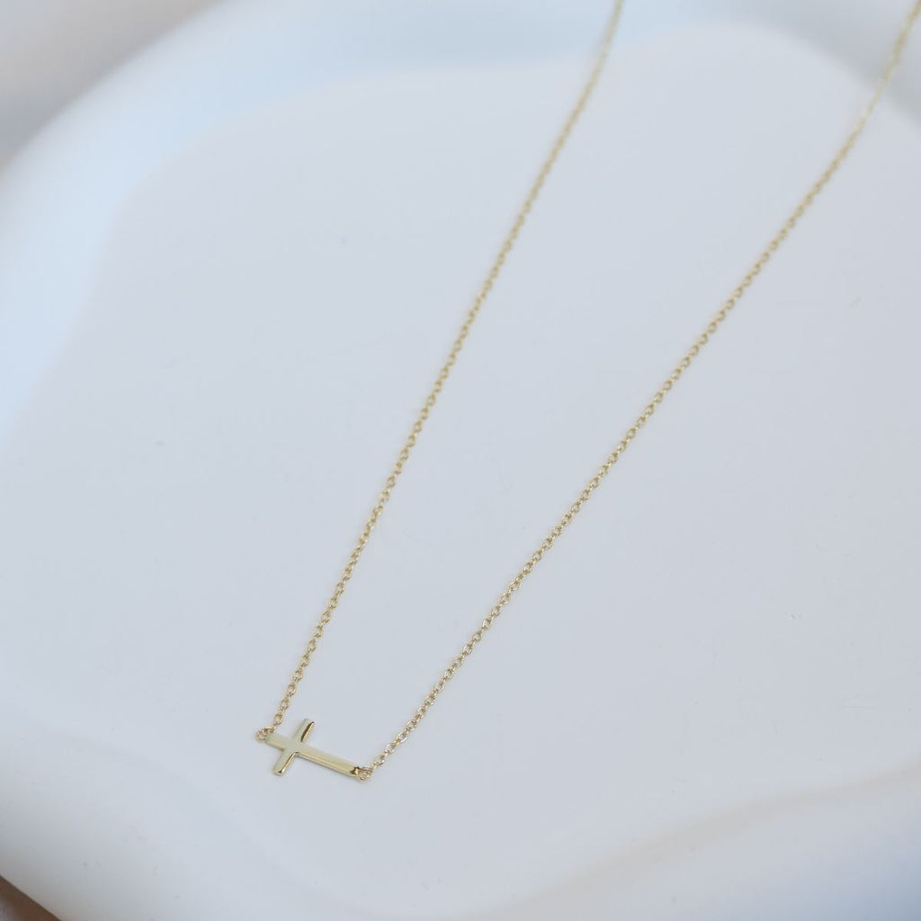 Small Gold Cross Necklace - Terciany 