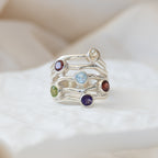 Spider web six semi precious stone ring - Terciany 