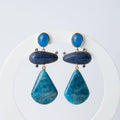 Charne Blue Apatite Semi Precious Stone Statement Earrings - Terciany 