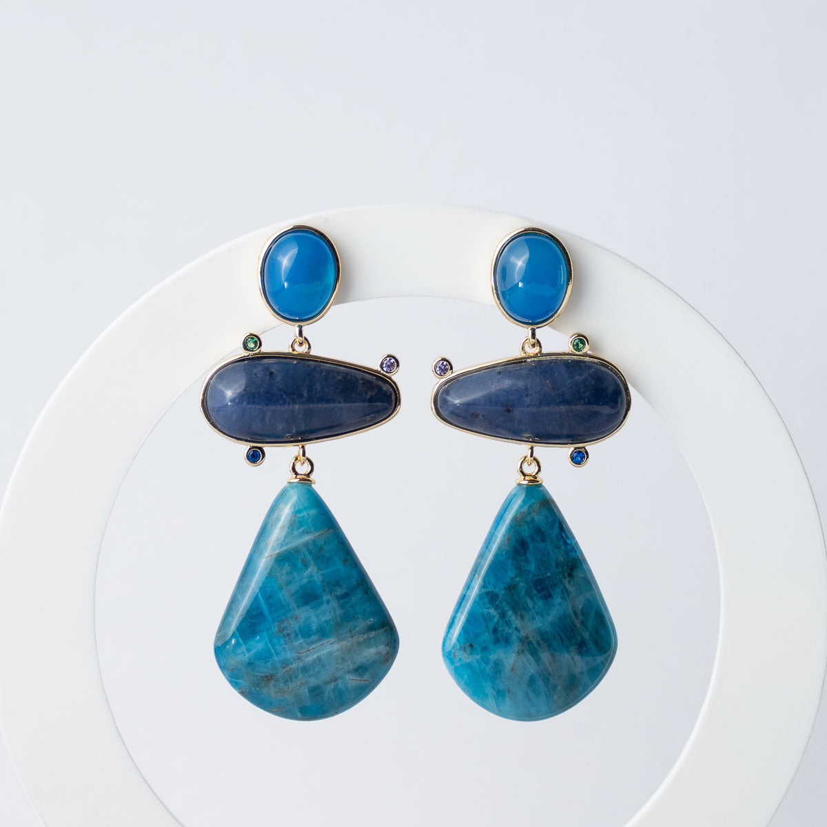 Charne Blue Apatite Semi Precious statement earrings