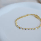 Gold tennis bracelet with clear zirconia stones - Terciany 