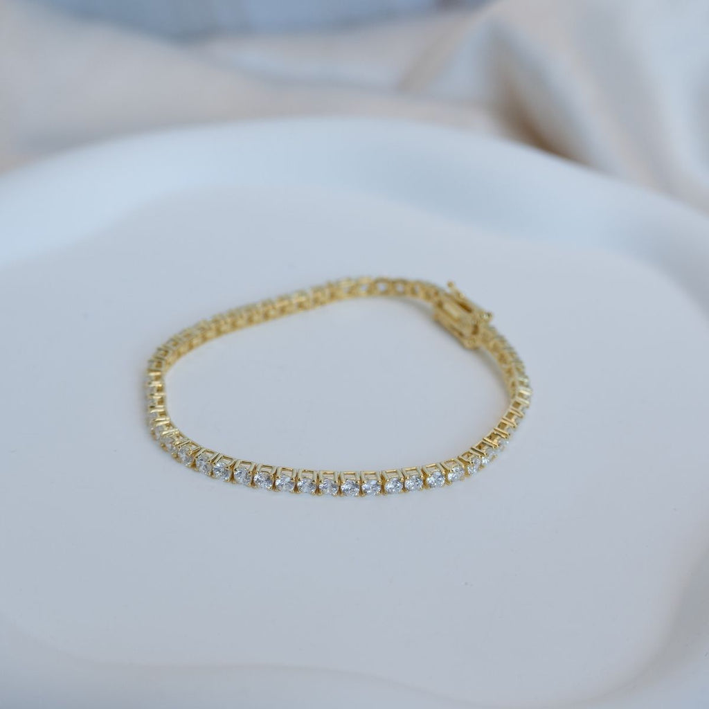 Gold tennis bracelet with clear zirconia stones - Terciany 