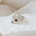 Spider web six semi precious stone ring - Terciany 