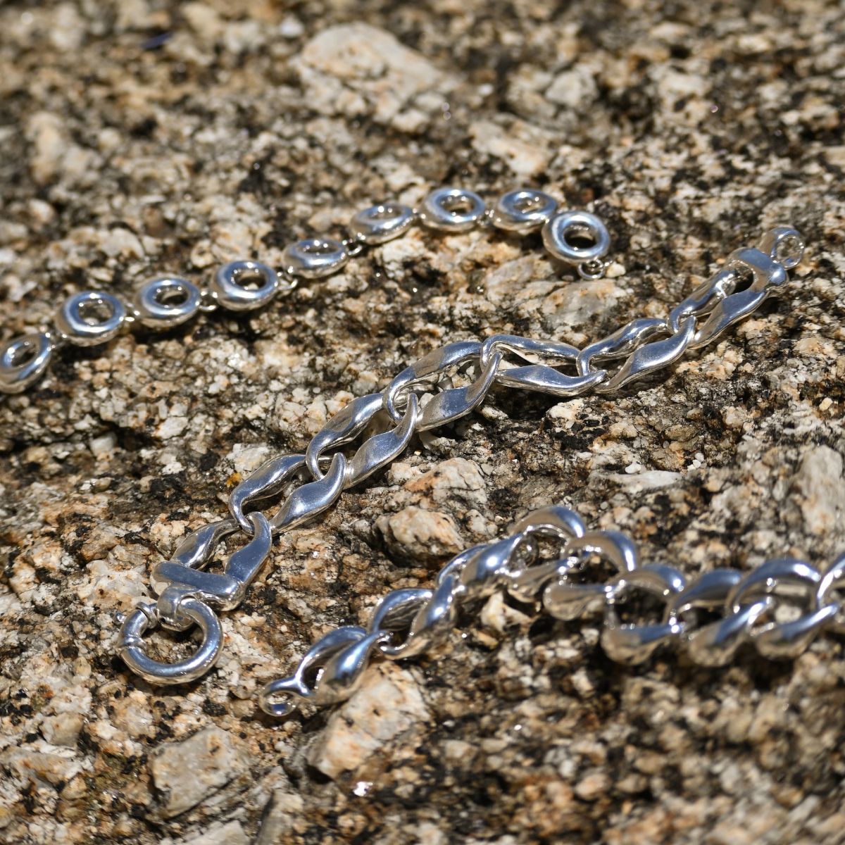 Sterling silver large square link bracelet