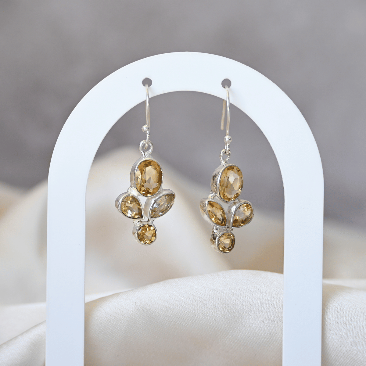 Citrine flower drop earrings