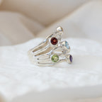 Spider web six semi precious stone ring - Terciany 