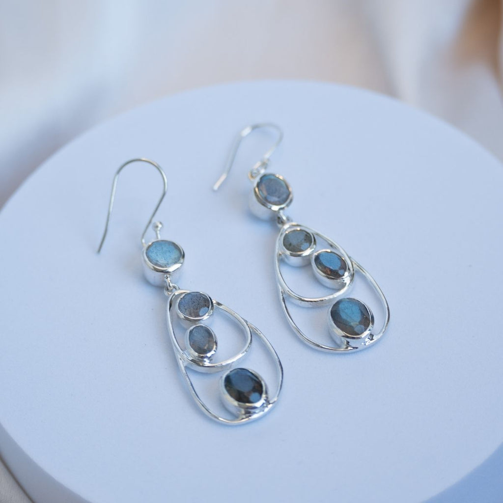 Labradorite Long oval earrings - Terciany 