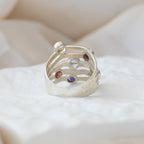 Spider web six semi precious stone ring - Terciany 