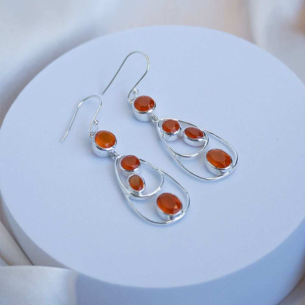 Carnelian Long oval earrings