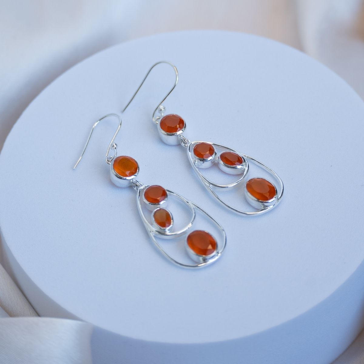 Carnelian Long oval earrings