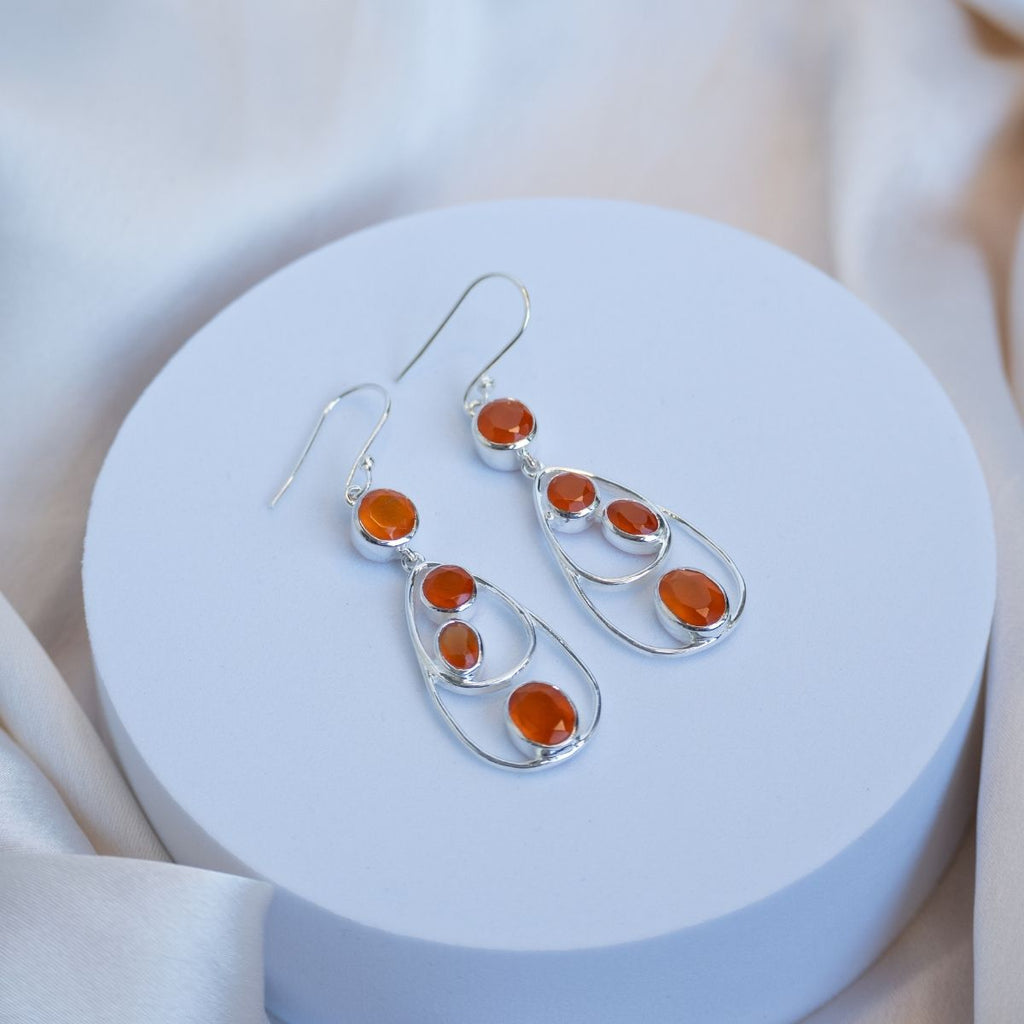 Carnelian Long oval earrings