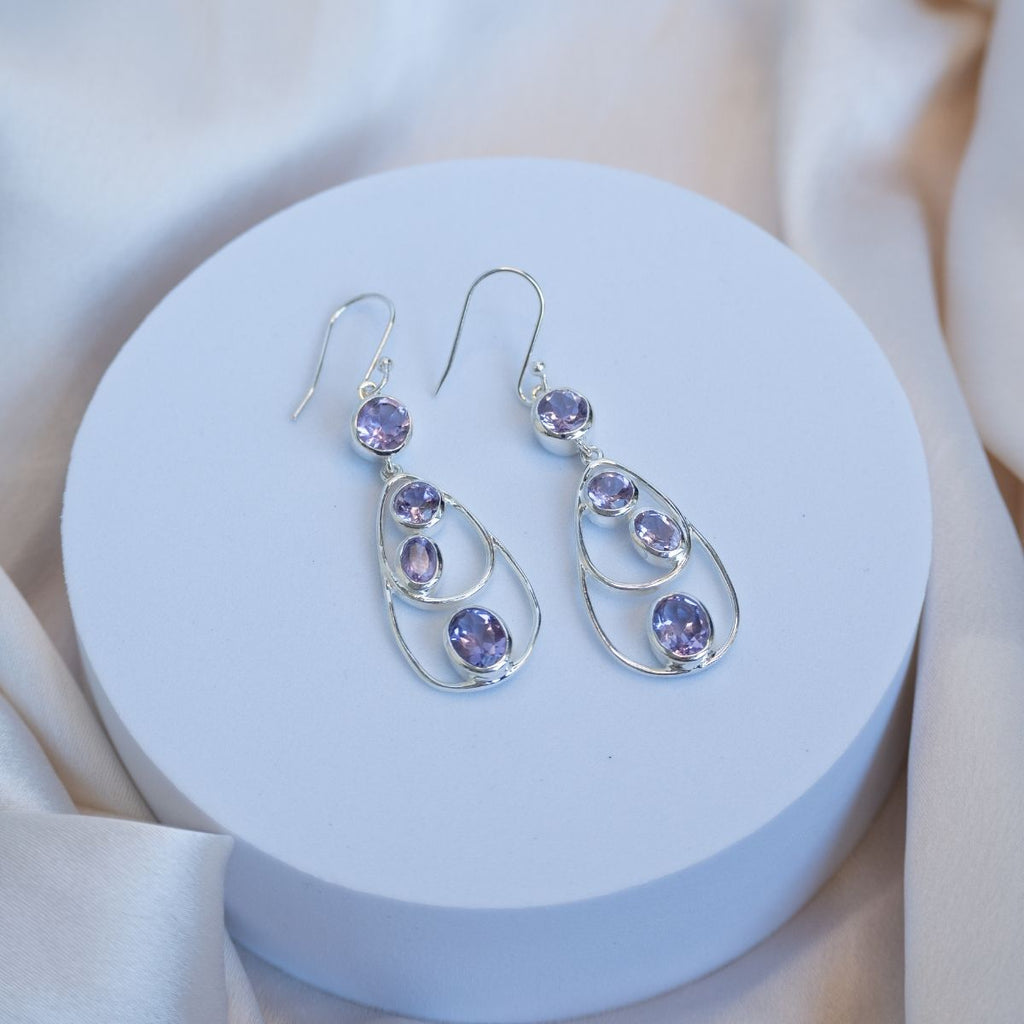 Amethyst Long oval earrings