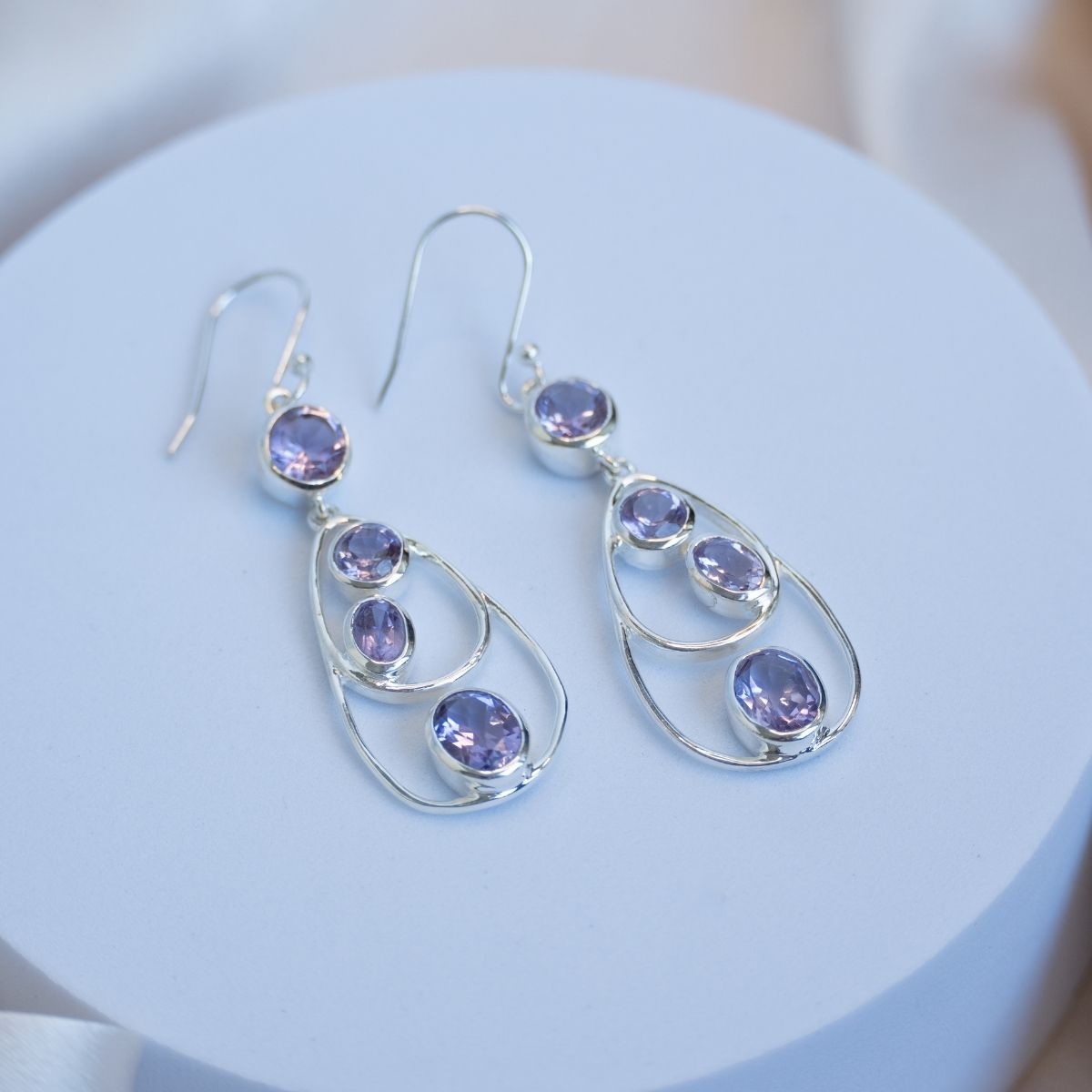 Amethyst Long oval earrings