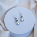 Three drop earrings with Blue Topaz, Amethyst and freshwater pearls - Terciany 