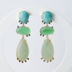 Amazonite, Green Agate New Jade semi precious stone earrings - Terciany 