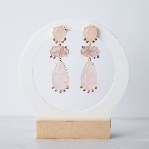 Rose Quartz Mandie Statement earrings - Terciany 