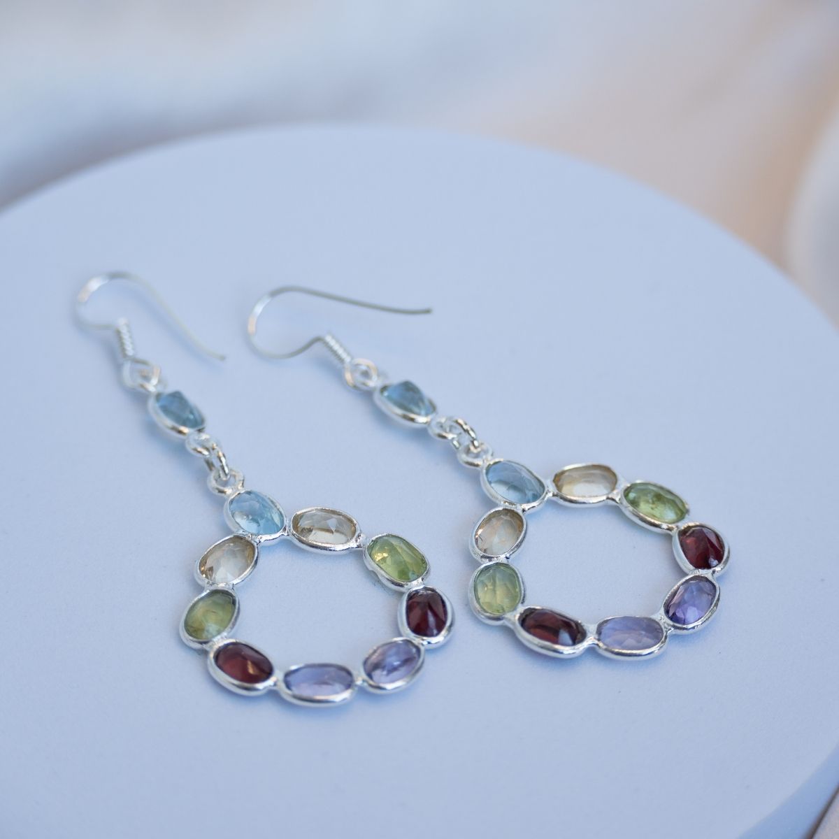 Multi coloured Semi circle drop earrings