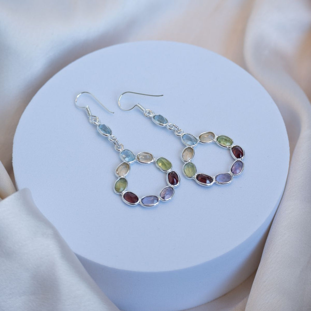 Multi coloured Semi circle drop earrings