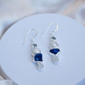 Statement earrings with freshwater pearls, Blue Topaz, Lapis Lazuli and Moonstone combination