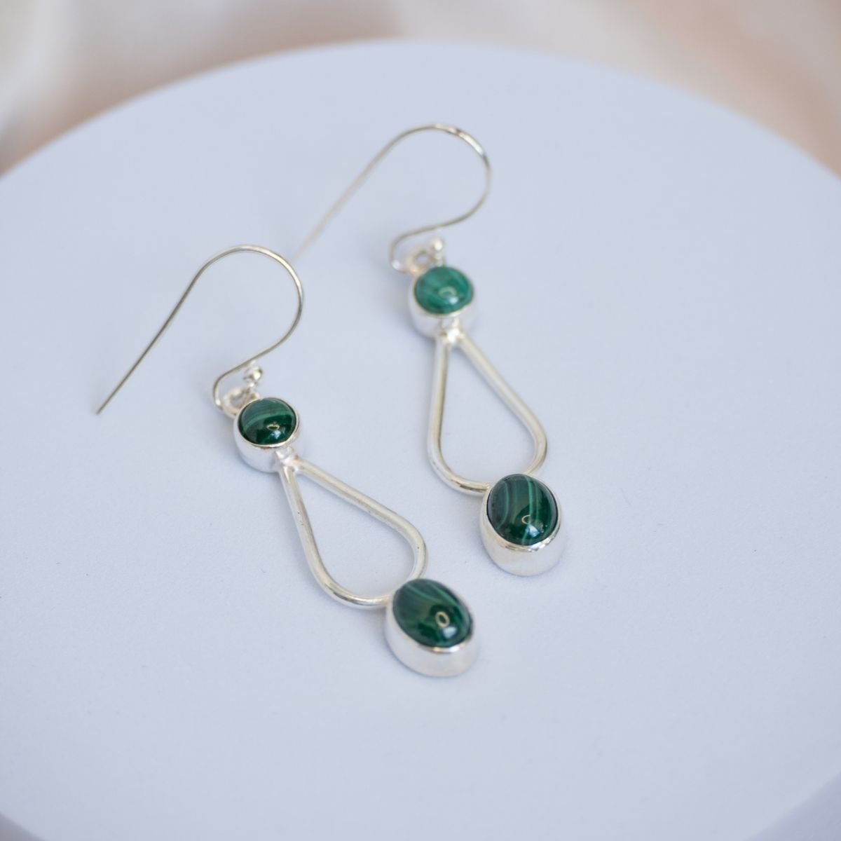 Green Malachite drop earrings