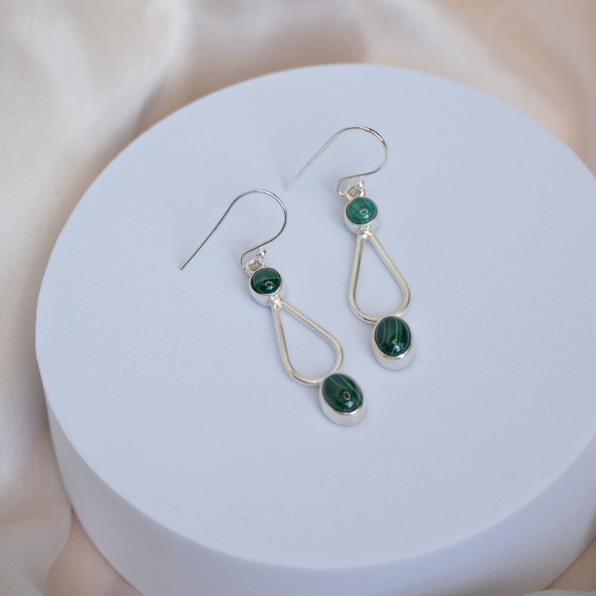 Green Malachite drop earrings