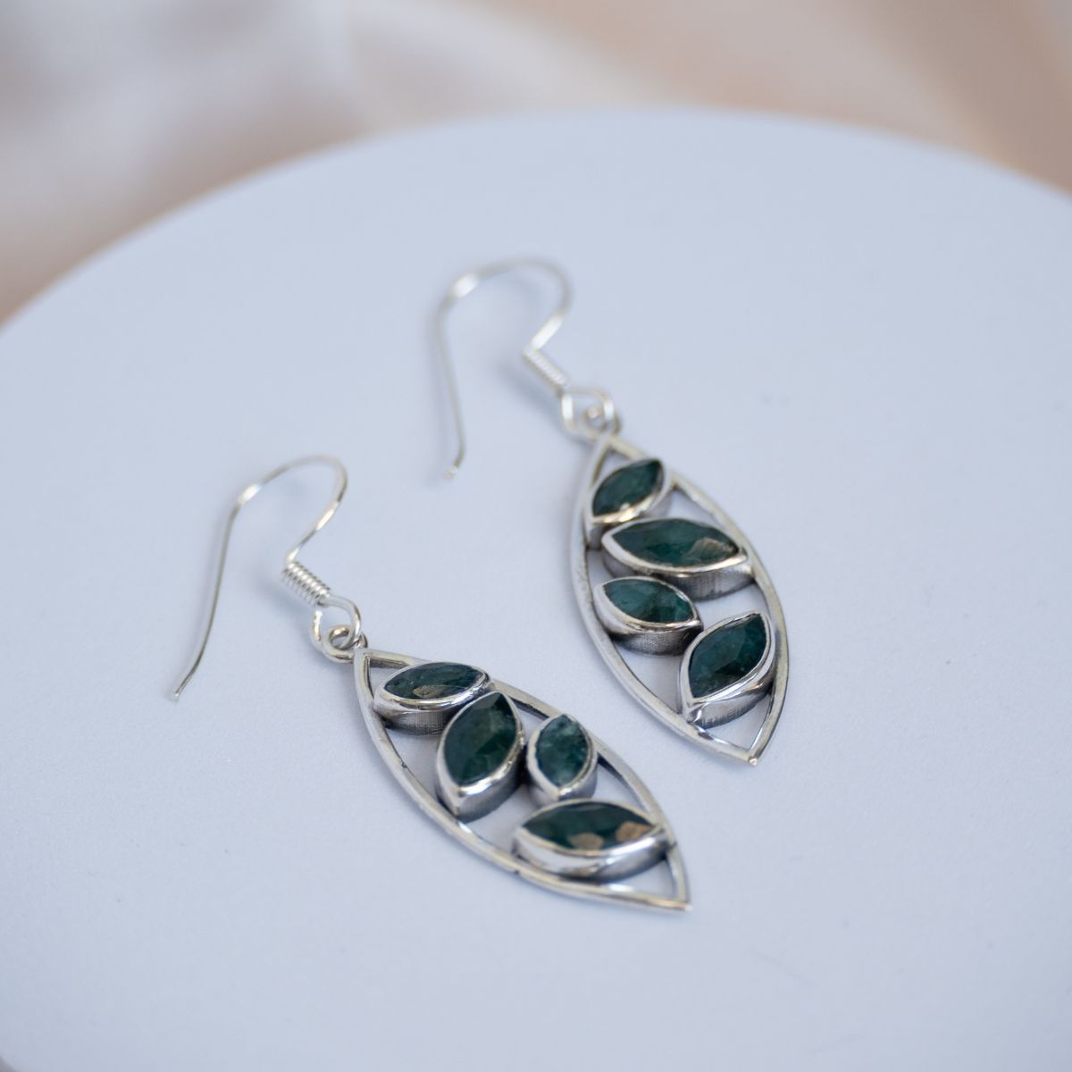 Dark green Malachite drop earrings
