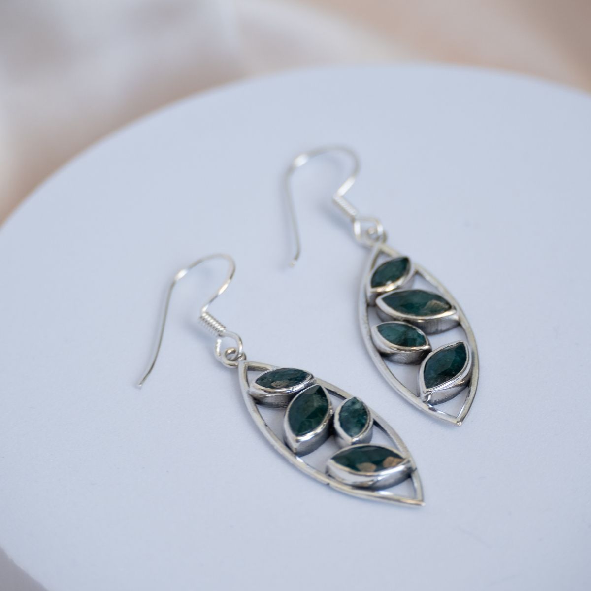 Dark green Malachite drop earrings