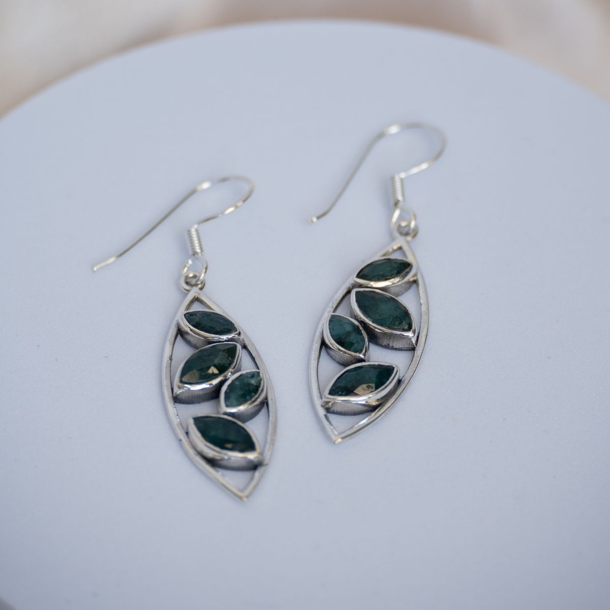 Dark green Malachite drop earrings