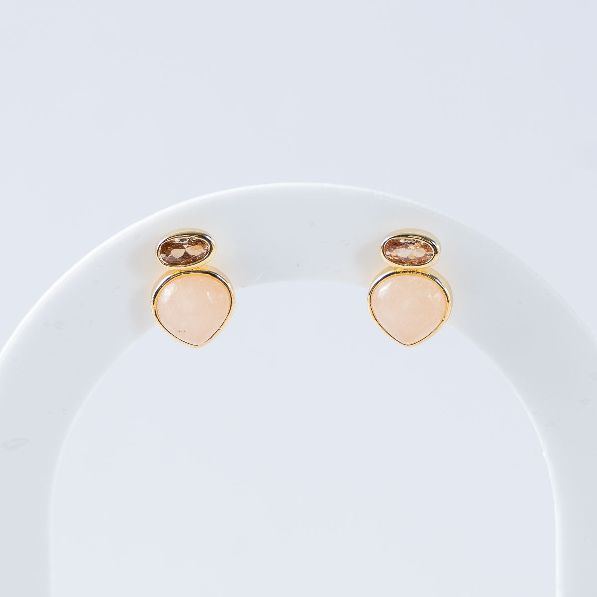 Pink Aventurine Mineral Teardrop Stud Earrings