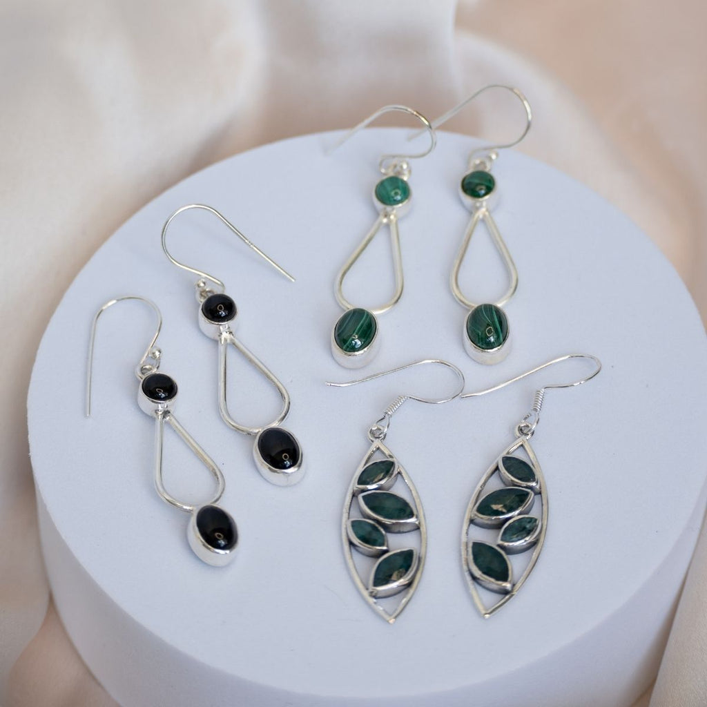Four Black Tourmaline Drop earrings