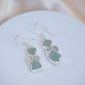 Rough Natural Aquamarine, Blue Topaz and moonstones combination earrings