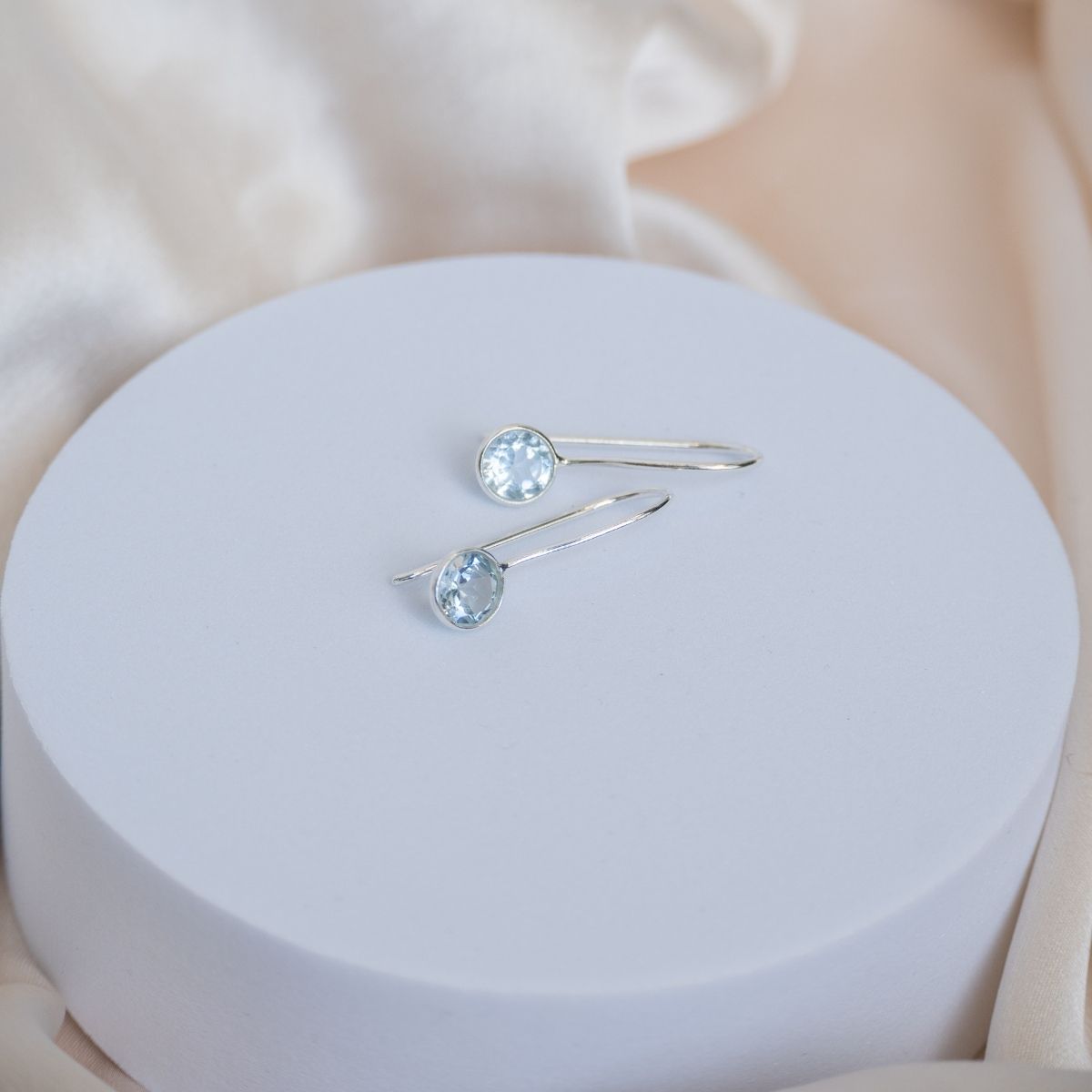 Blue Topaz Semi Precious Stone drop earrings - Terciany 