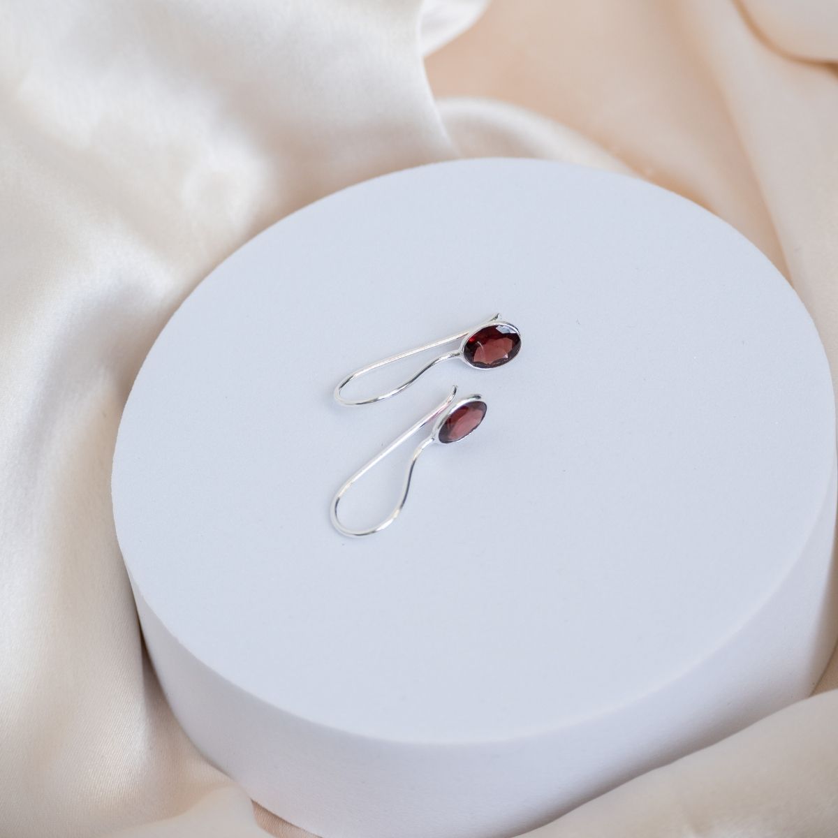 Garnet Semi Precious stone drop earrings - Terciany 