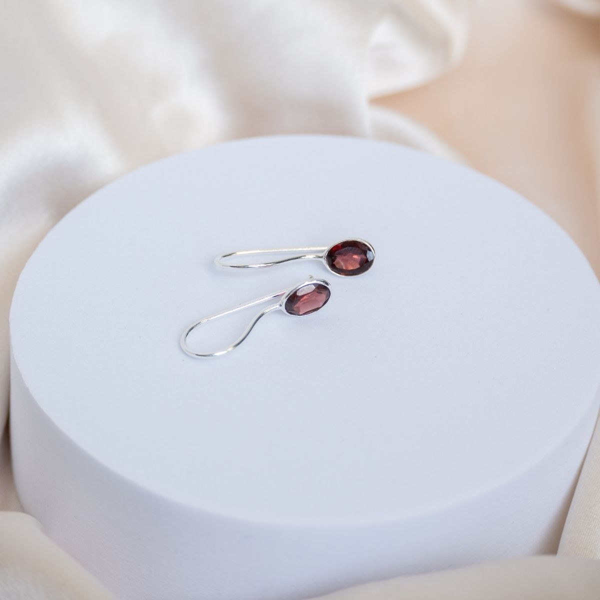 Garnet Semi Precious stone drop earrings - Terciany 