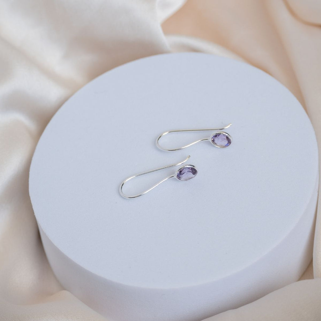 Amethyst Semi Precious stone drop earrings - Terciany 