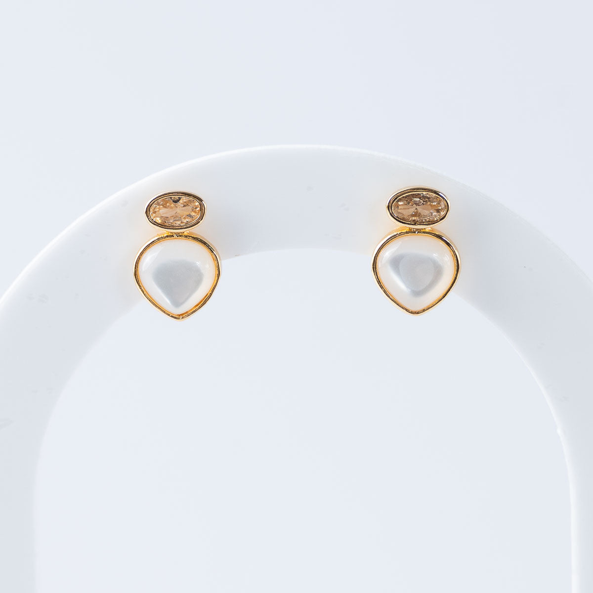 Mother of Pearl Mineral Teardrop Stud Earrings