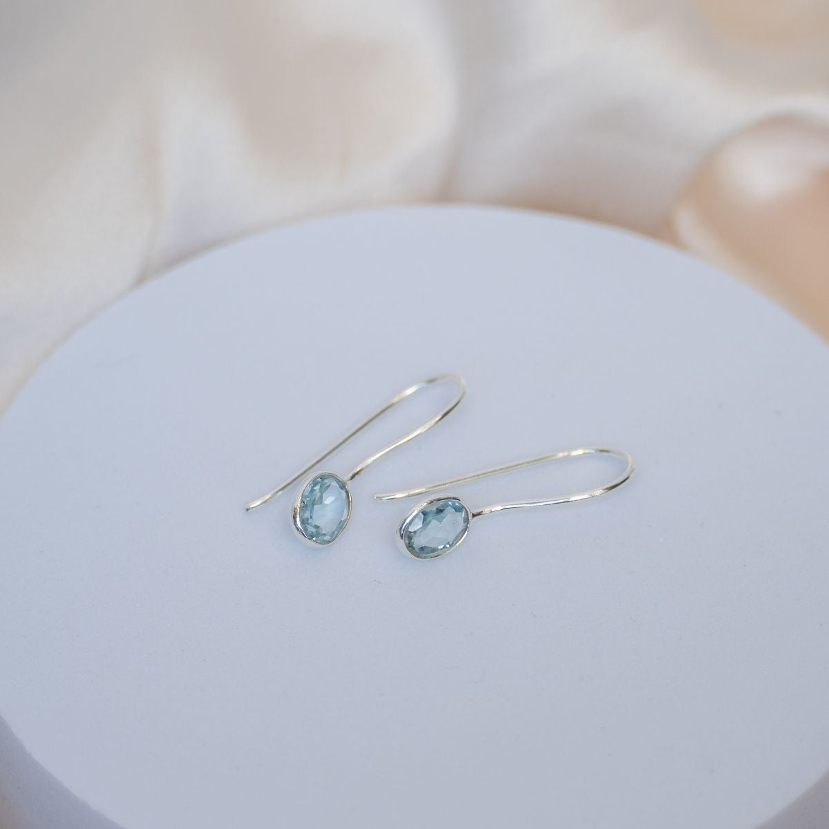 Blue Topaz Semi Precious Stone drop earrings - Terciany 