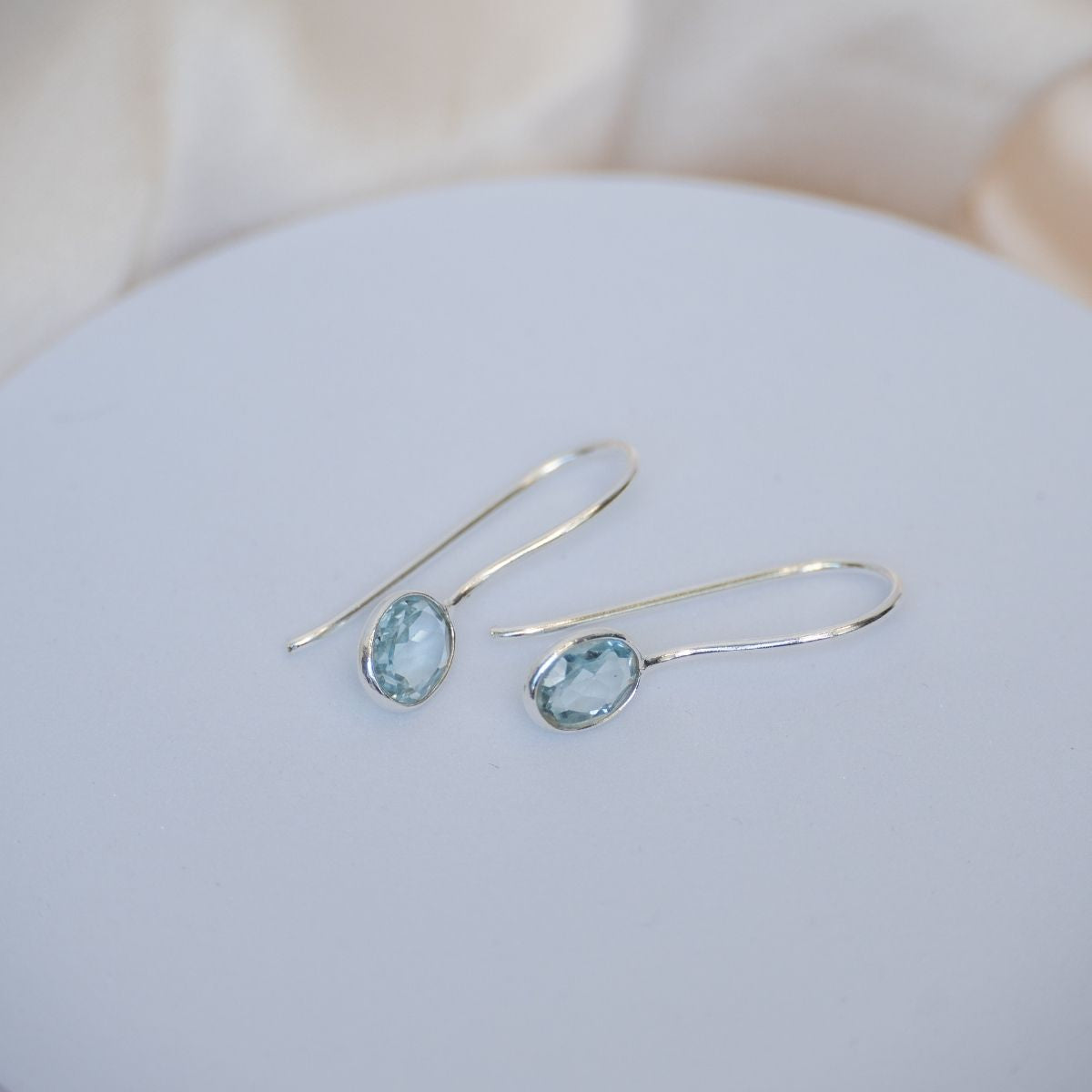 Blue Topaz Semi Precious Stone drop earrings - Terciany 