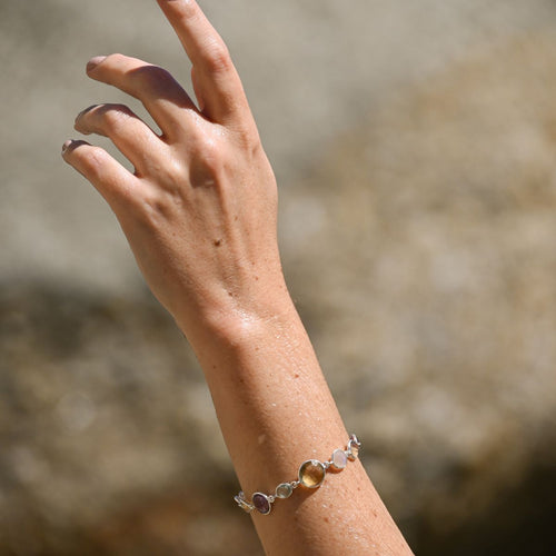 Multi coloured semi precious stone bracelet