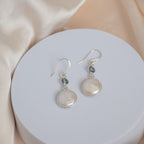 Coin pearl and Smoky topaz stone drop earrings - Terciany 