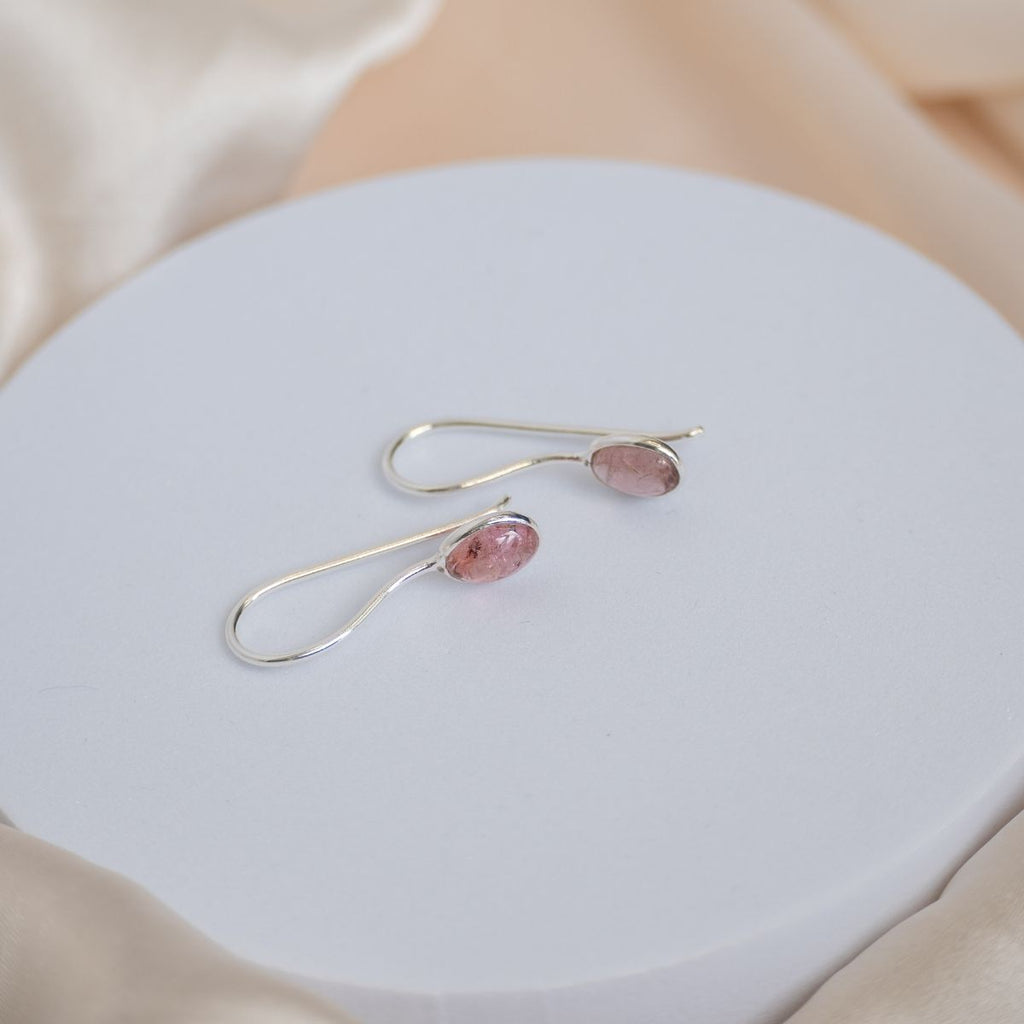 Pink Tourmaline semi Precious stones earrings - Terciany 