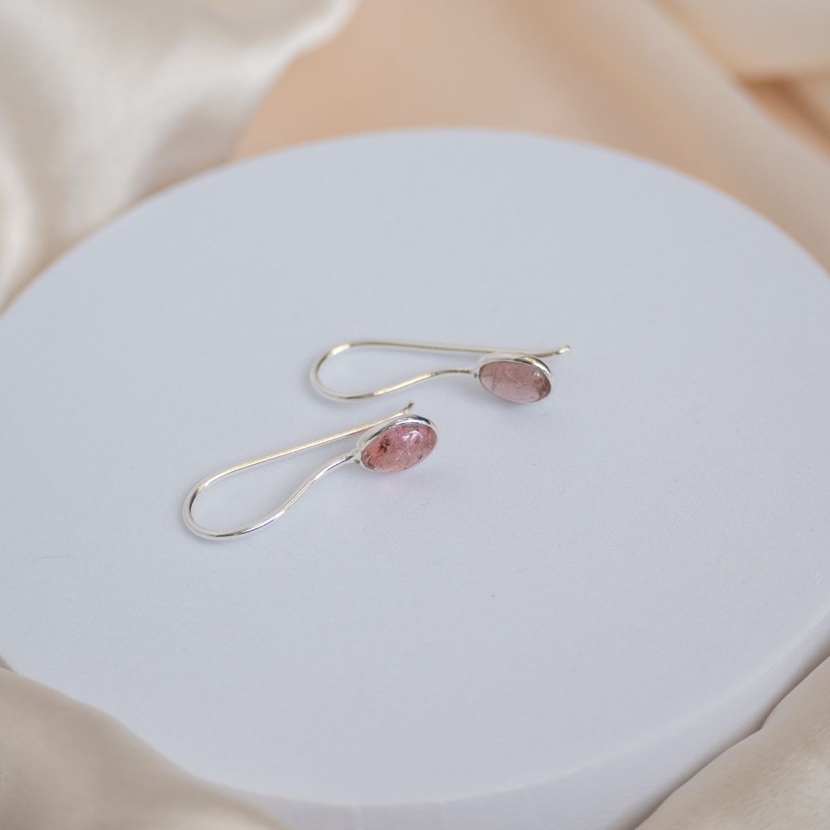Pink Tourmaline semi Precious stones earrings - Terciany 