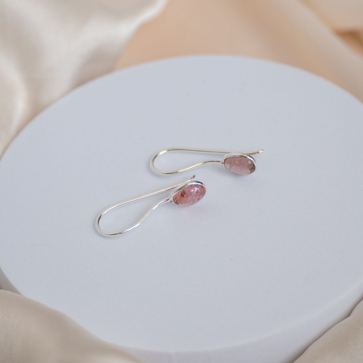 Pink Tourmaline semi Precious stones earrings - Terciany 