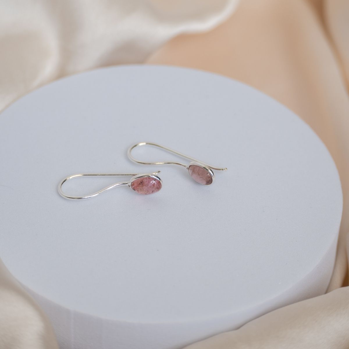 Pink Tourmaline semi Precious stones earrings - Terciany 