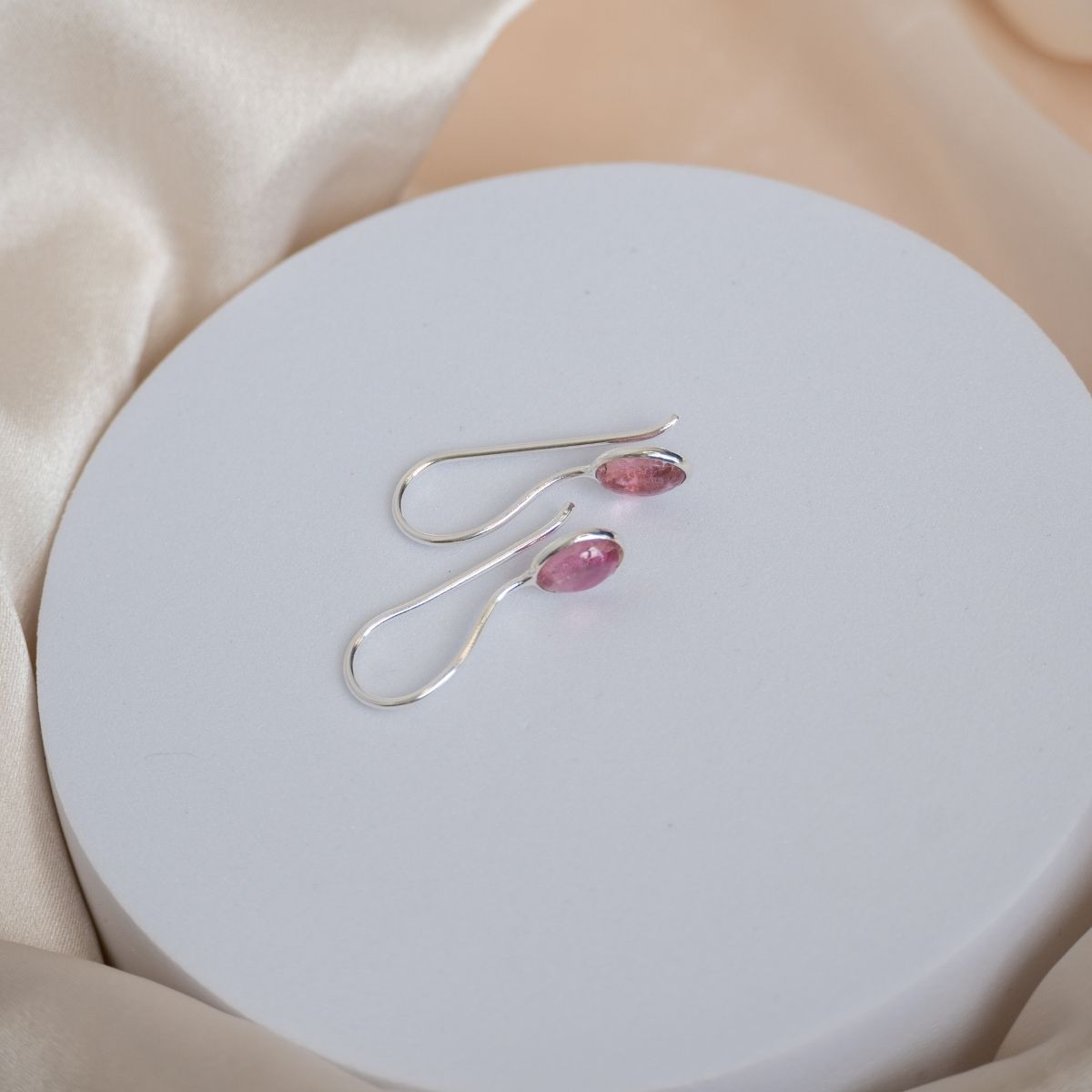 Pink Tourmaline semi Precious stones earrings - Terciany 