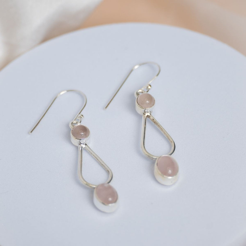 Rose Quartz Oval drop earrings