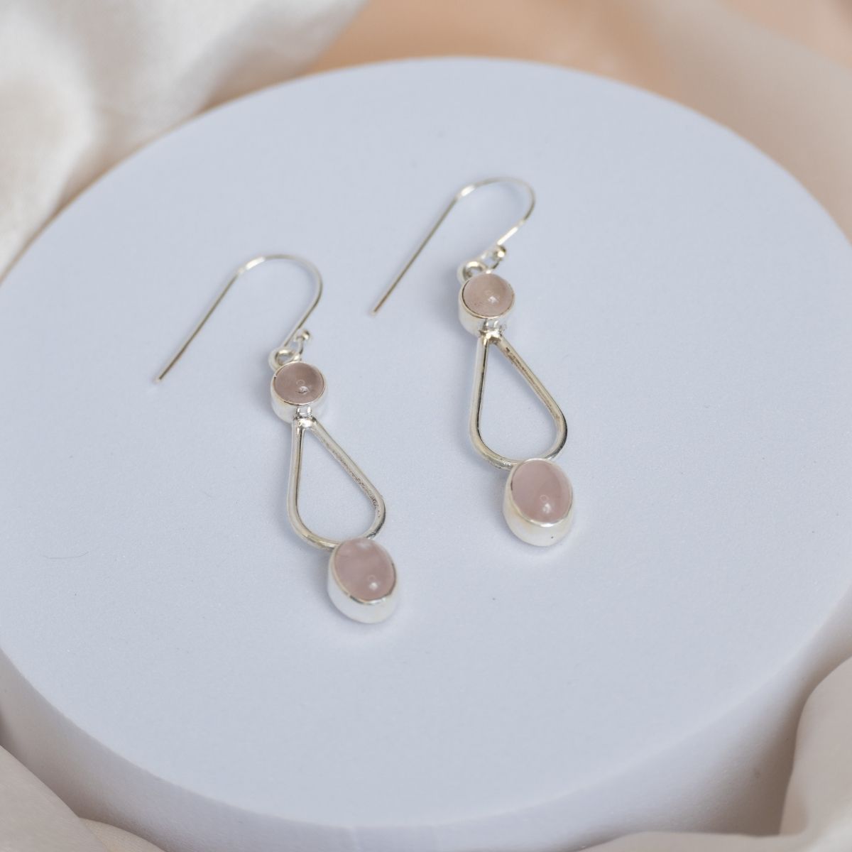Rose Quartz Oval drop earrings