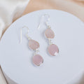 Large Rose Quarts dangly earrings - Terciany 