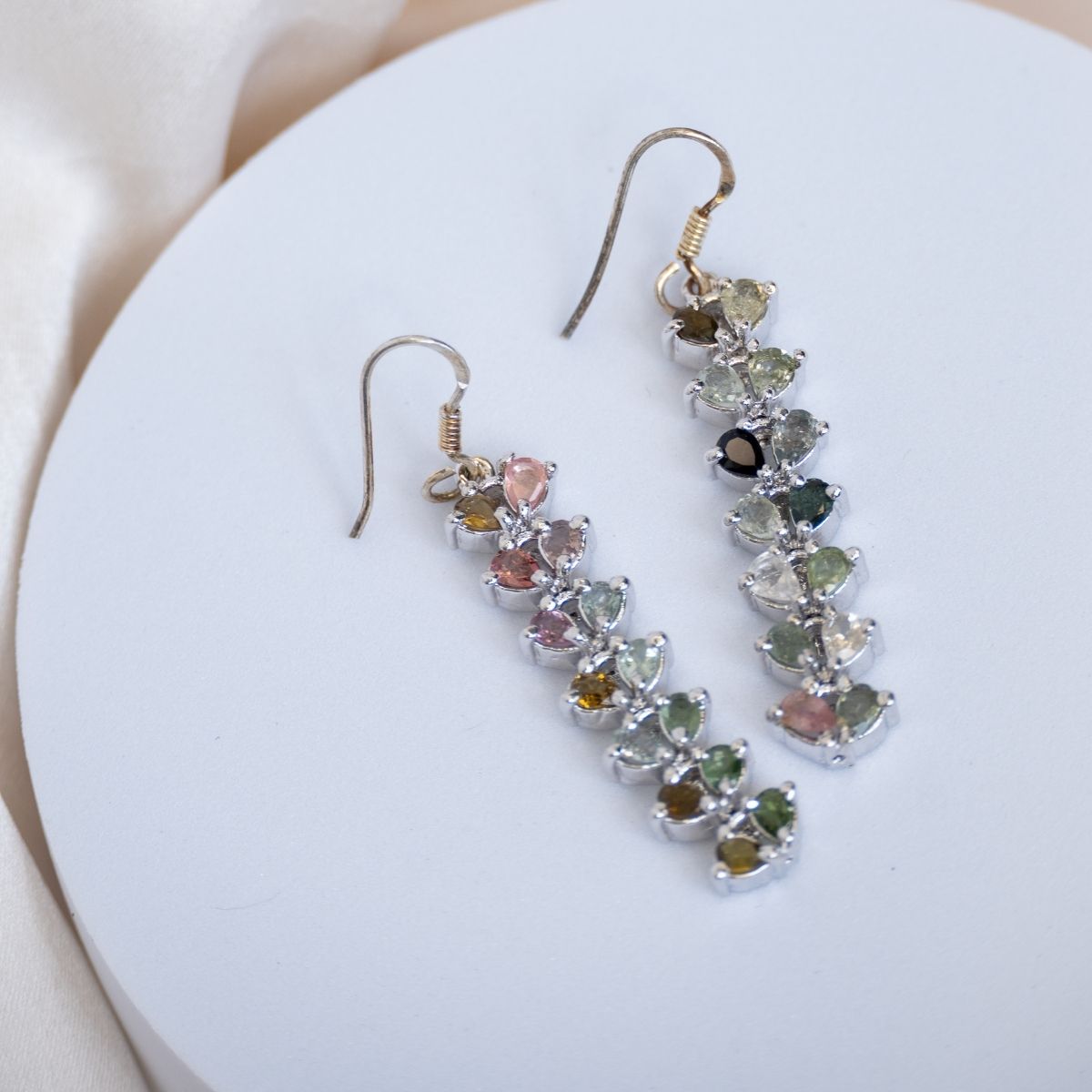 Multicoloured Tourmaline statement drop earrings